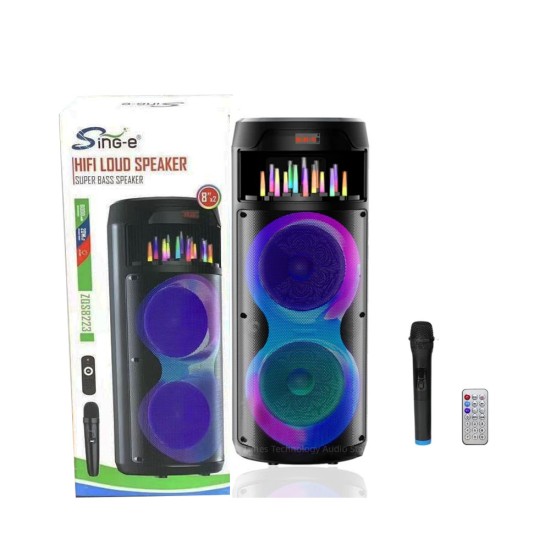 Sing-e Bluetooth Speaker ZQS8222/ZQS8223 with Wireless Microphone and Remote Black Sing-e Bluetooth Speaker ZQS8222/ZQS8223 with Wireless Microphone and Remote Black